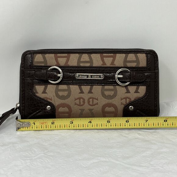 Etiennne Aigner Wallet Logo Fabric With Leather Trim Brown - Picture 2 of 16